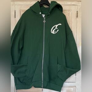 Envisage Forest Green Full Zip Hoodie Signature E Logo Embroidered Oversized XL